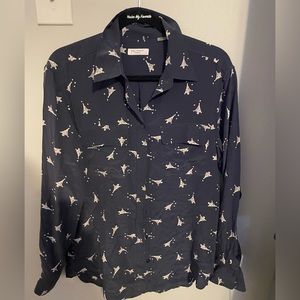 Equipment Femme 100% silk Eiffel Tower button down blouse. EUC. SIZE L